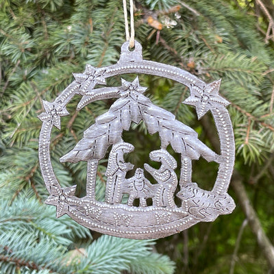 Round Ornament with Nativity Scene Steel Drum Ornament