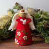 Christmas Tree Topper or Tabletop Decor, Angel Topper Red - 8 inch Tall