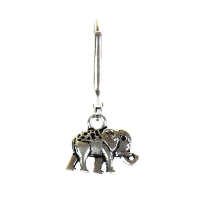 Elephant Trunk Up Brass Earrings, Silver, PACK OF 3