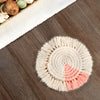 Macrame Coasters in Blush with fringe, Set of 4