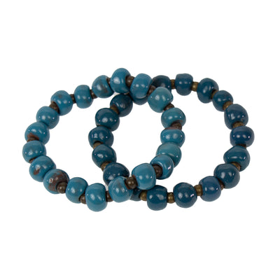 Haiti Clay Bead Bracelet, Deep Blue - PACK OF 3