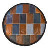 Recycled Plaid Jean Patch Round Shoulder Bag with Blue Hues