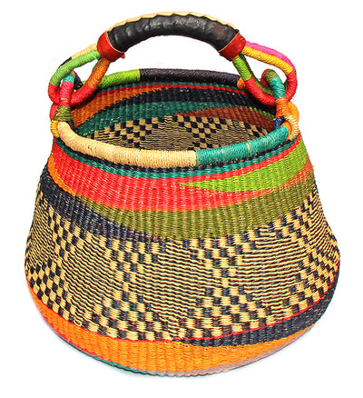 Bolga Pot Basket - Mixed Colors