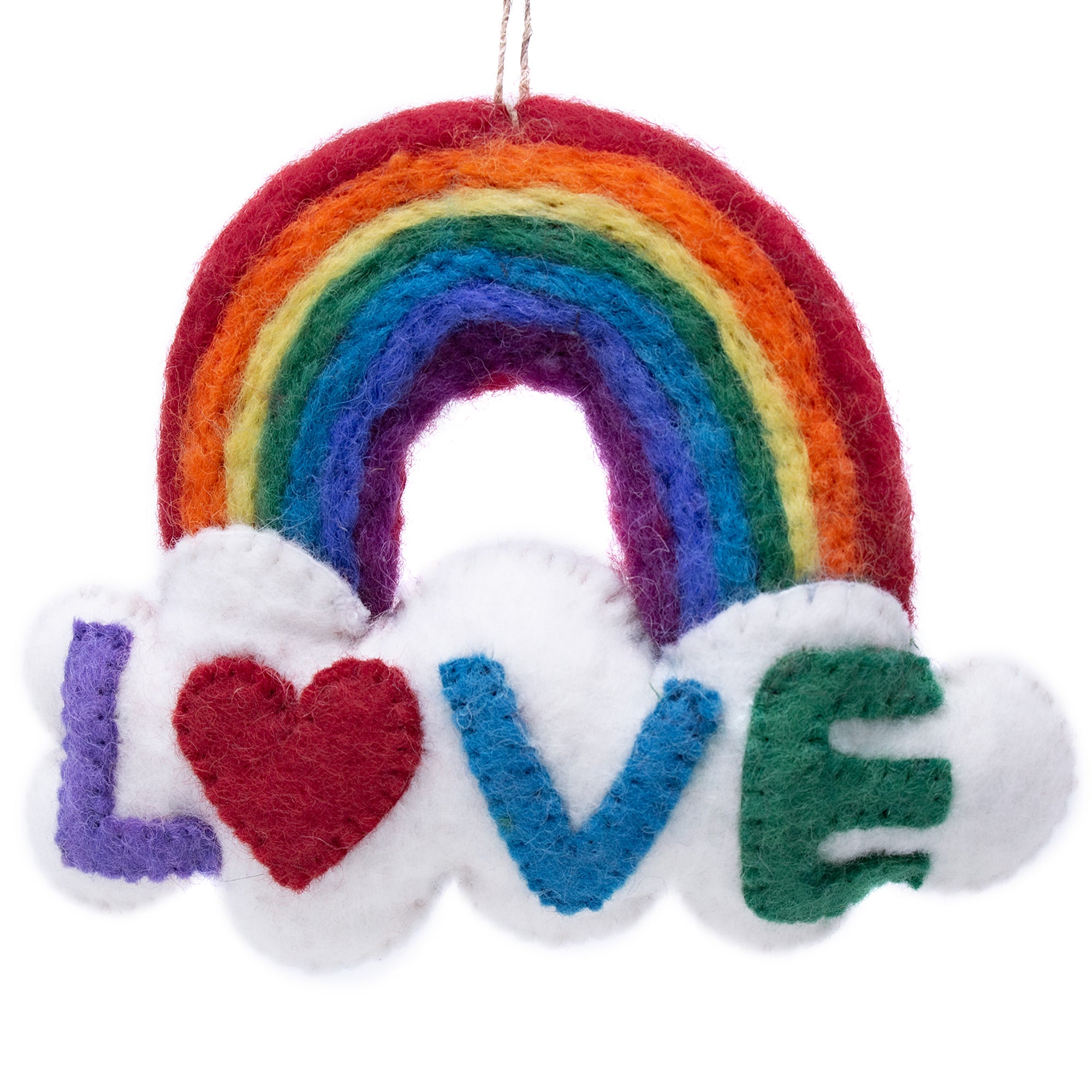 Rainbow LOVE Cloud Handmade Felt Ornament