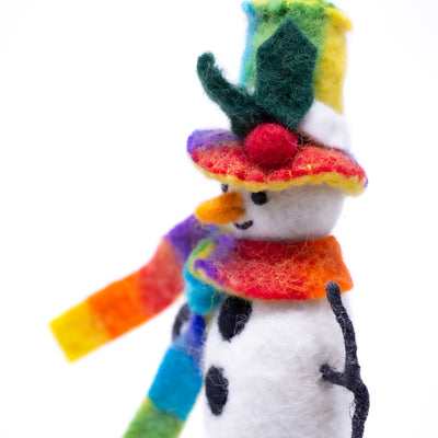 Technicolor Snowman Handmade Felt Ornament