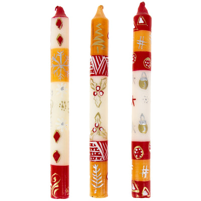 Christmas Hand-Painted Dinner Candles, Set of 3 (Kimeta Design)