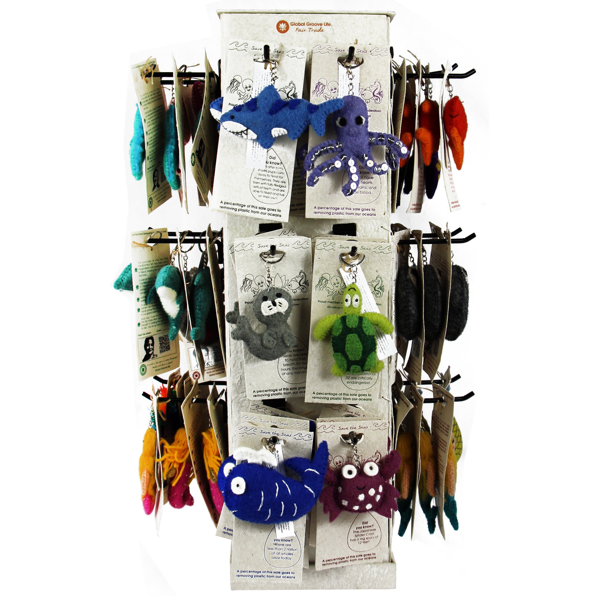 Full Set of Felt Keychains - 96 Save the Seas Pieces + FREE Display