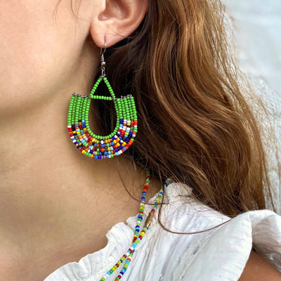 PACK OF 5 -Maasai Bead Basket Dangle Earrings