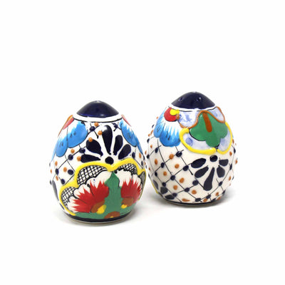 Encantada Handmade Pottery Salt & Pepper Shakers, Dots & Flowers
