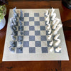 Soapstone Hand-Carved Chess Set - Safari Animal Pieces - Grey/Natural Stone