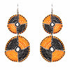 PACK OF 5 -Maasai Bead Double Circle Dangle Earrings, Mango Orange and Black