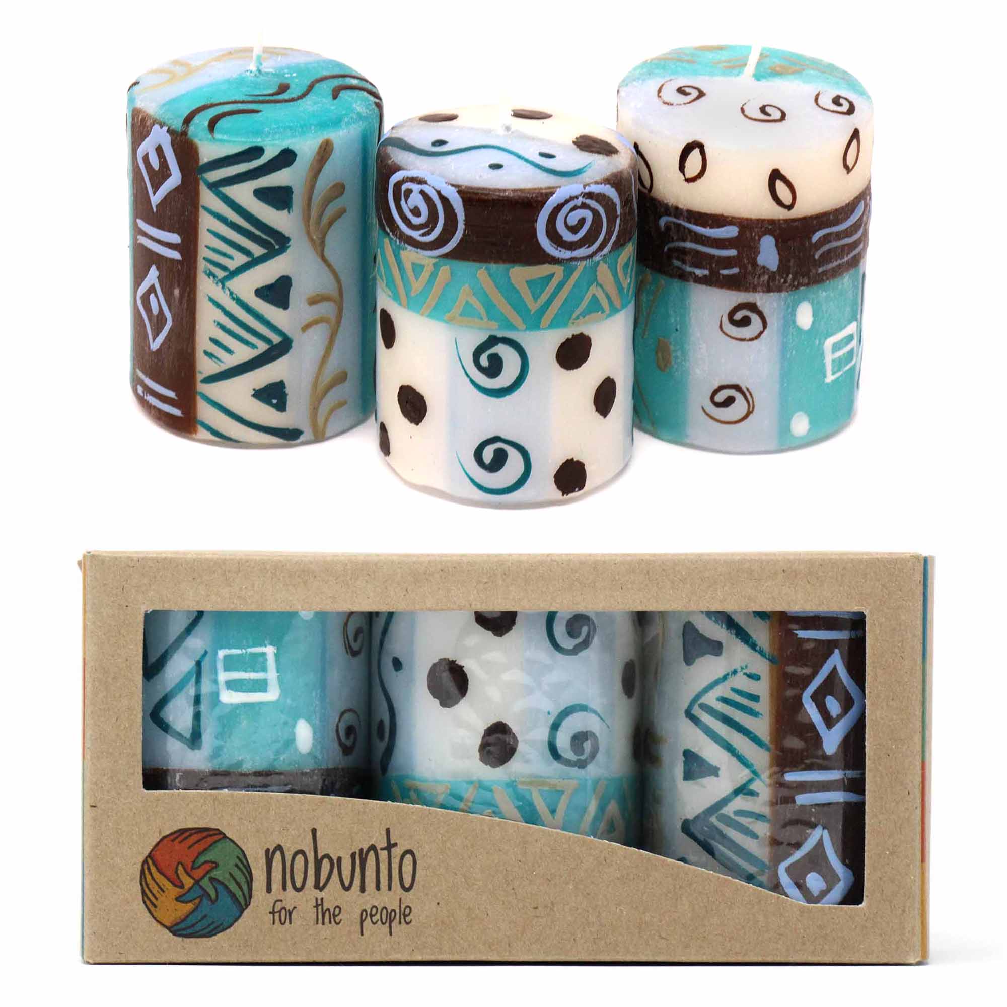 Hand-Painted Votive Candles, Boxed Set of 3 (Maji Design)