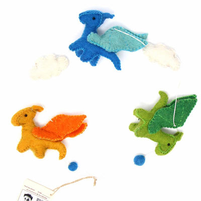 Dragon Felt Garland Kids' Room Décor, Bright Colors