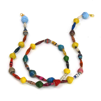 Eyeglass Paper Bead Chain, Colorful Mixed Shapes