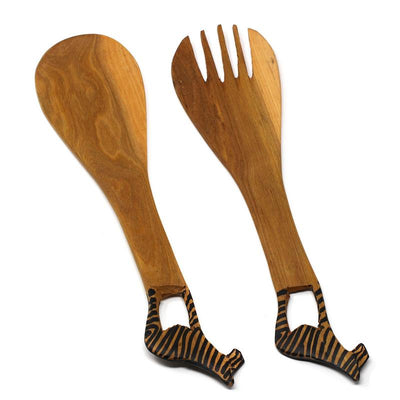 Wood Serving Set, Zebra Design