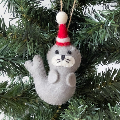 Seal Santa Handmade Felt Ornament