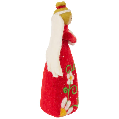 Christmas Tree Topper or Tabletop Decor, Angel Topper Red - 8 inch Tall