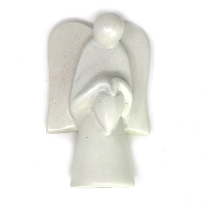 Soapstone Angel Holding Heart Sculpture