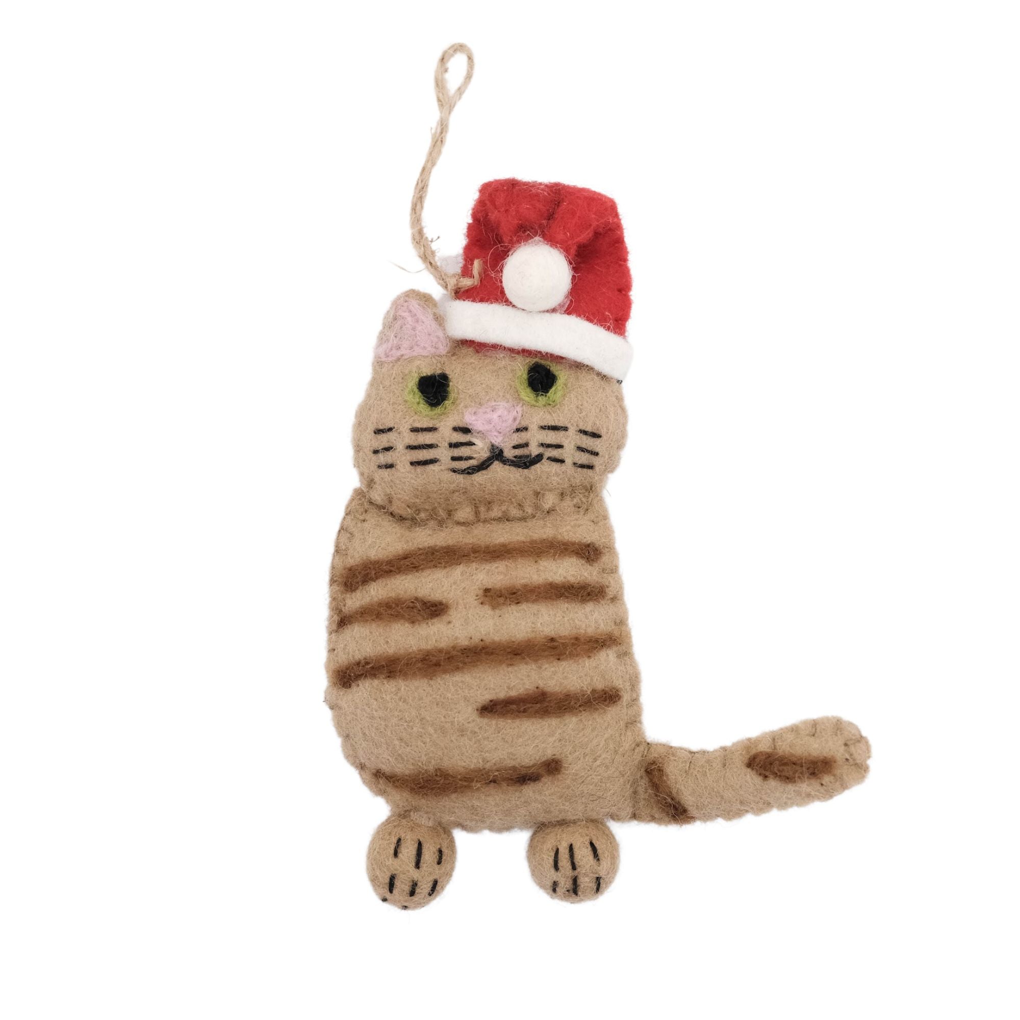 Ginger Tabby Santa Cat Felt Ornament