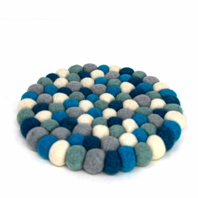 Ice Blue Felt Ball Trivet