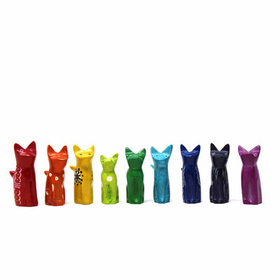 5-Pack - Soapstone Sitting Cats Sculptures - Mini - Assorted Colors