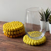 Mustard Tonal Felt Ball Coasters, Set of 4