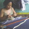 Guatemalan Hand Loom Wall Tapestry, Smoky Blue with Mustard