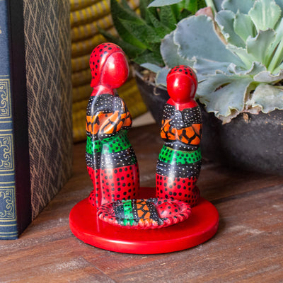 Soapstone Painted 3-Piece + Base Creche Nativity Set Vibrant Colors