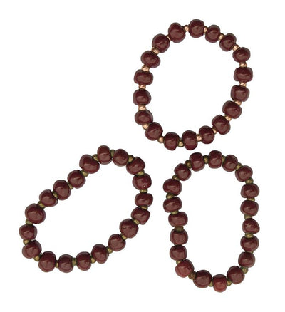 Handcrafted Clay Bead Bracelet from Haitian Artisans, Dark Red - Set of 3