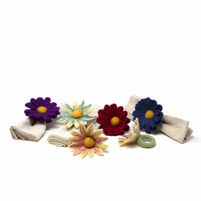 Fall Daisy Felt Napkin Rings, Set of 6