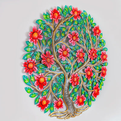 Vibrant 3D Flowering Tree Haitian Steel Drum Wall Art