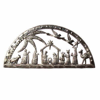 Christmas Nativity Scene Haitian Metal Drum Wall Art