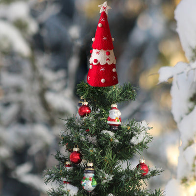 Christmas Tree Topper or Tabletop Decor, Set of 3 Red