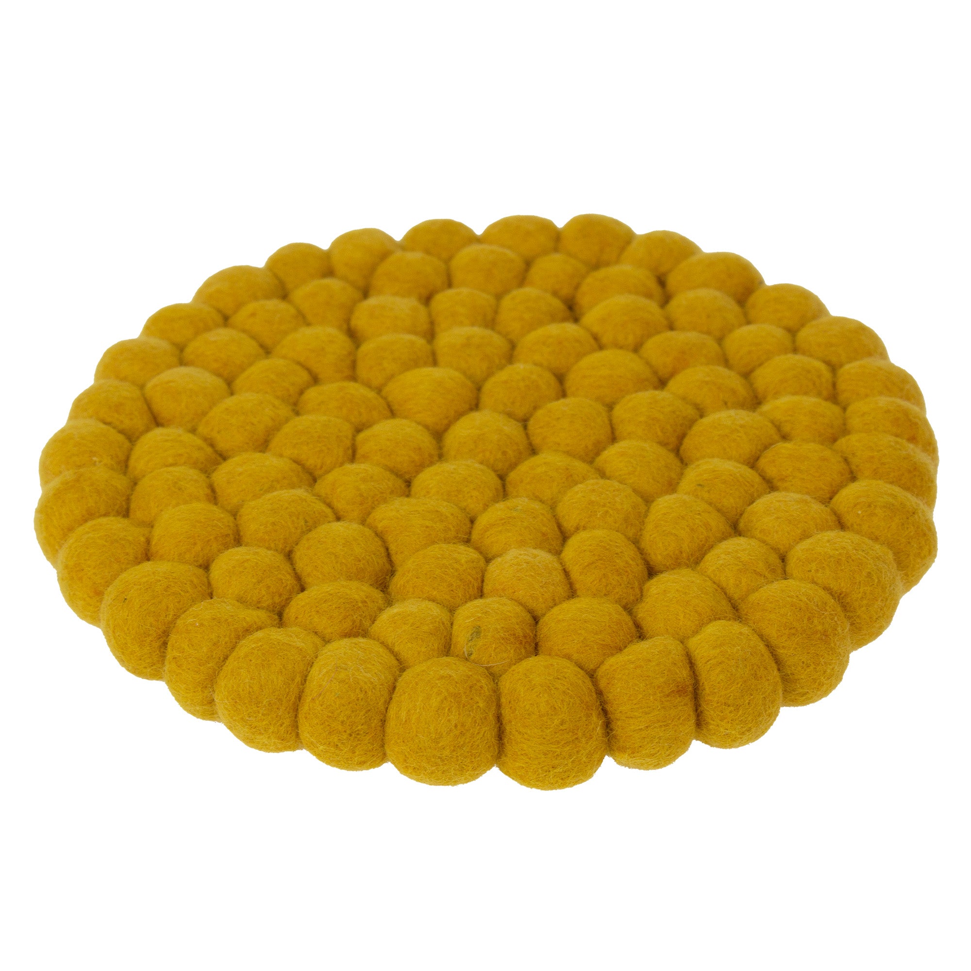 Felt Ball Trivet: Round, Pure Mustard