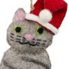 Grey Tabby Santa Cat Felt Ornament