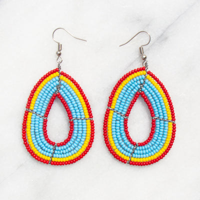 PACK OF 5 -Maasai Bead Flamedrops Dangle Earrings
