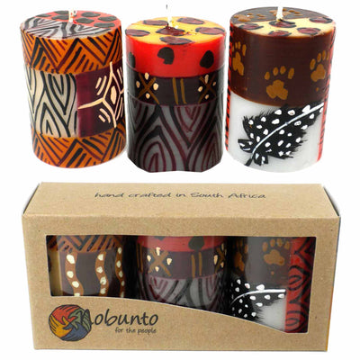 Hand-Painted Votive Candles, Boxed Set of 3 (Uzima Design)