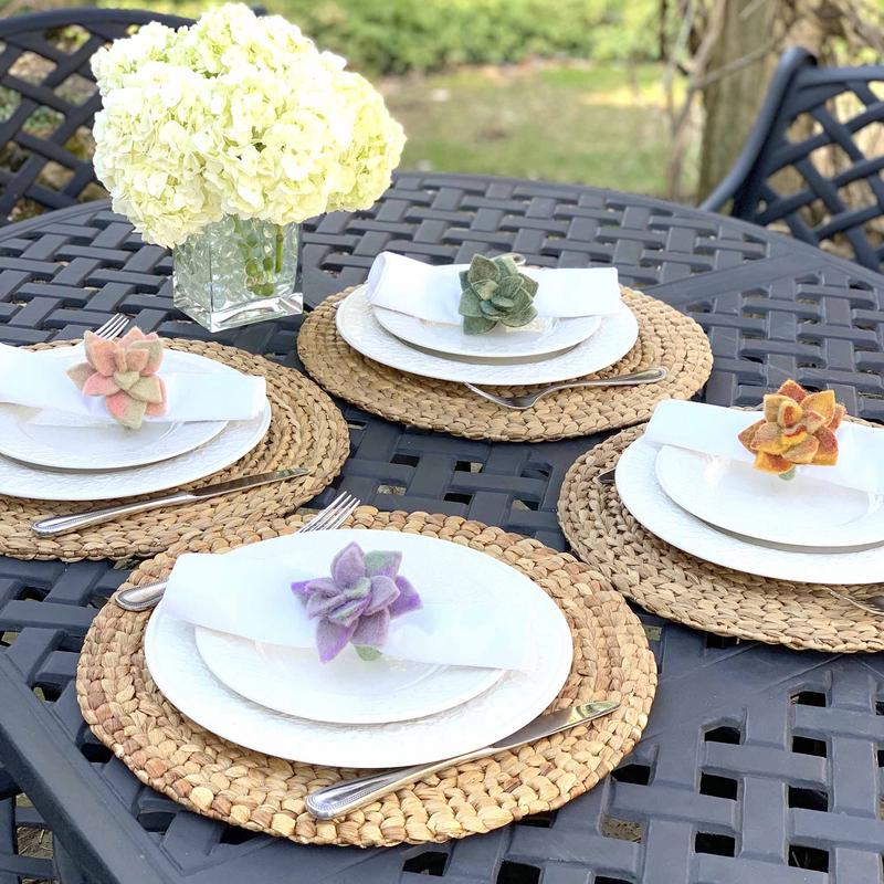 succulent napkin ring Assorted Succulent Felt Napkin Rings, Set of 4