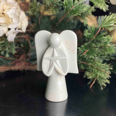 Soapstone Angel Holding Star Sculpture