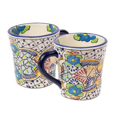 Encantada Mexican Handmade Pottery Set of 2 Mugs, Traditional