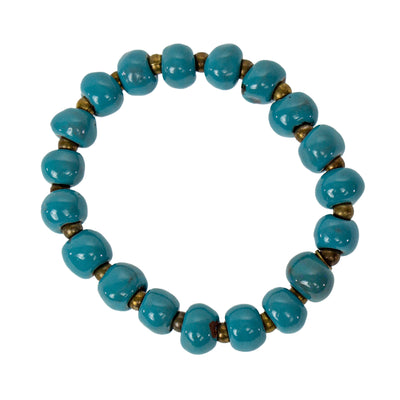 Haiti Clay Bead Bracelet, Turquoise - PACK OF 3
