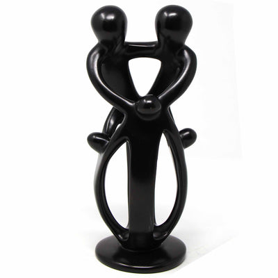 Single Soapstone Family Sculptures - 8-inch - Black Finish