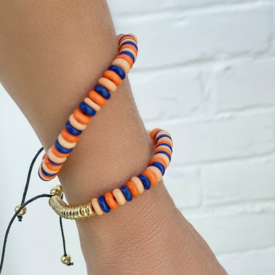 Adjustable Bone & Brass  Bead Bracelet, Peachy - Pack of 5