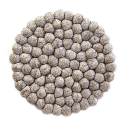 Light Grey Felt Ball Coasters, Set of 4