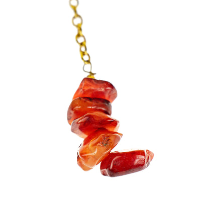 Brass Chain Carnelian Uncut Stone Earrings, PACK OF 3