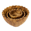 Nested Round Scalloped Jacaranda Wood Bowls, Set of 3