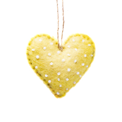 Mini Hearts Handmade Felt Ornament, Set of 7