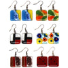 Square Glass Earrings - Assorted Colors