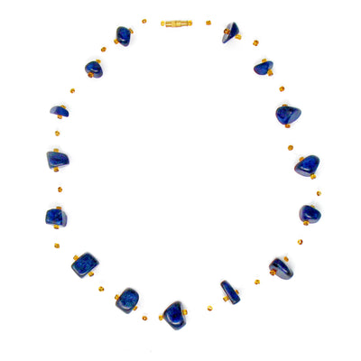 Floating Stone & Maasai Bead Necklace, Dark Blue