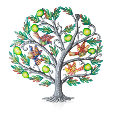 Apple Tree with Birds Haitian Steel Drum Wall Art